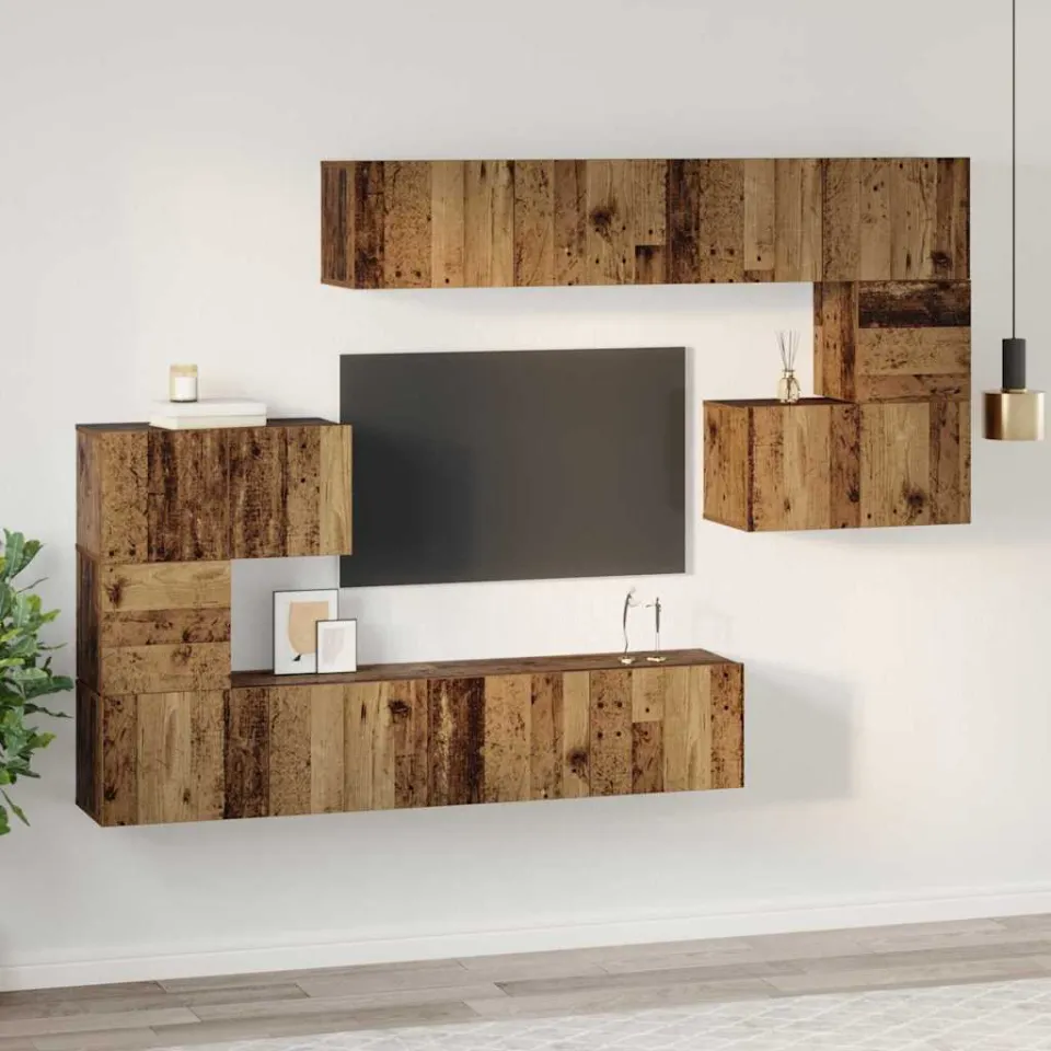 vidaXL Tv-meubelset 8 st 80 x 30 x 30 cm Oud Hout bruin, foto 4
