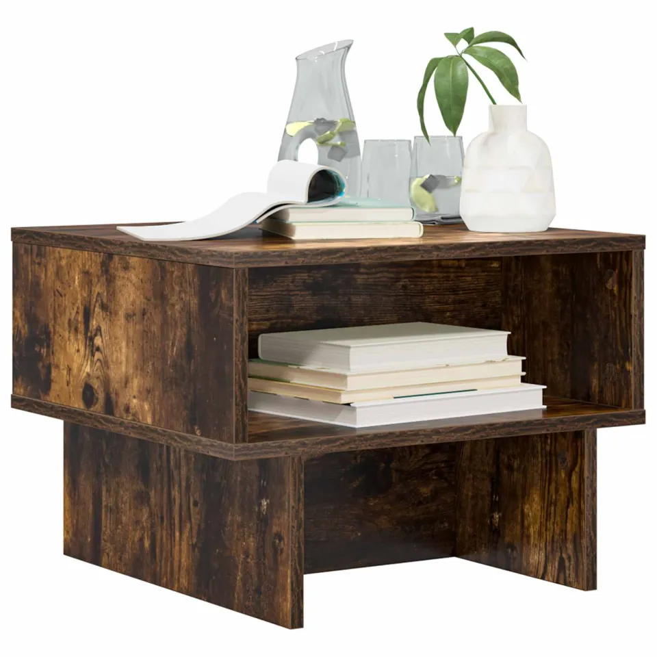 vidaXL Salontafel Gerookt eiken 48 x 46 x 35 cm Bewerkt hout Bruin