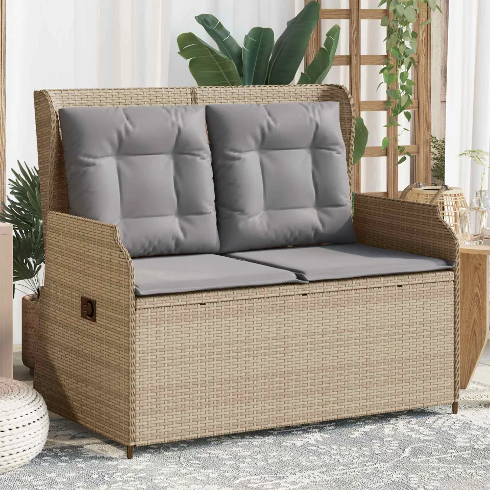 vidaXL Tuinbank Beige poly rattan, foto 3