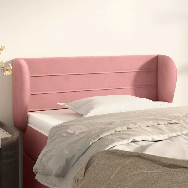 vidaXL Hoofdbord met randen 83x23x78/88 cm fluweel roze