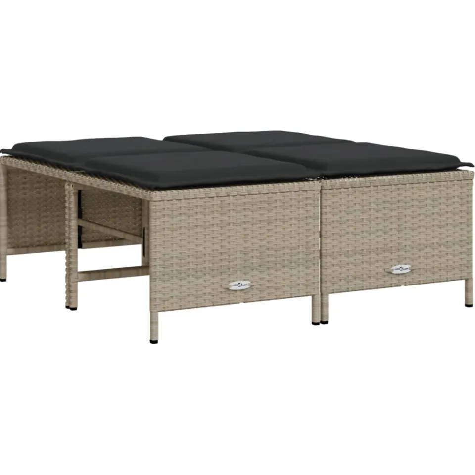 vidaXL 5-delige Loungeset met kussens poly rattan lichtgrijs grijs, foto 3
