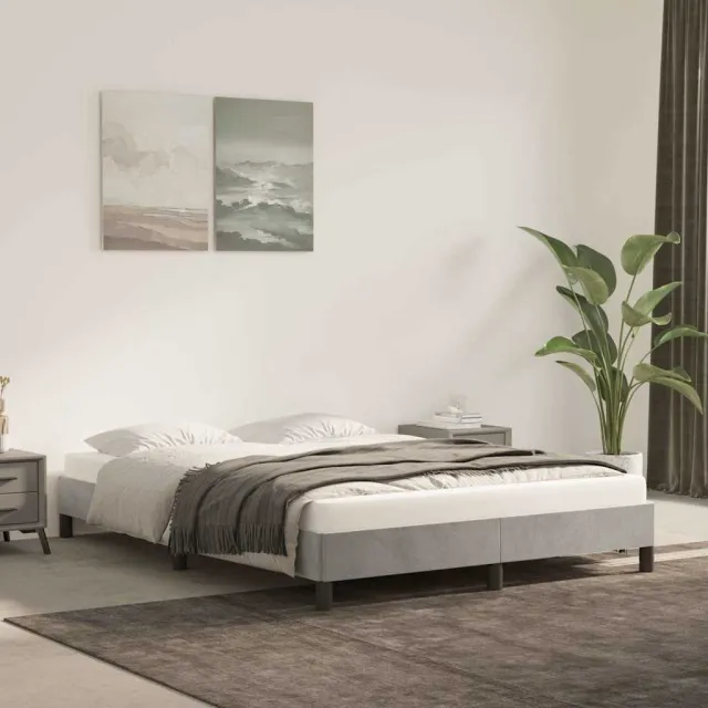 vidaXL Bedframe zonder matras 140x200 cm fluweel lichtgrijs
