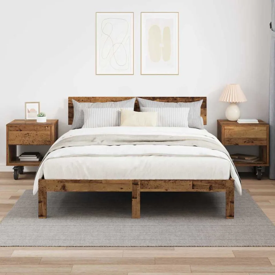 vidaXL Nachtkastje 2 st Oudhout 40,5 x 40 x 48 cm Bewerkt hout bruin, foto 4