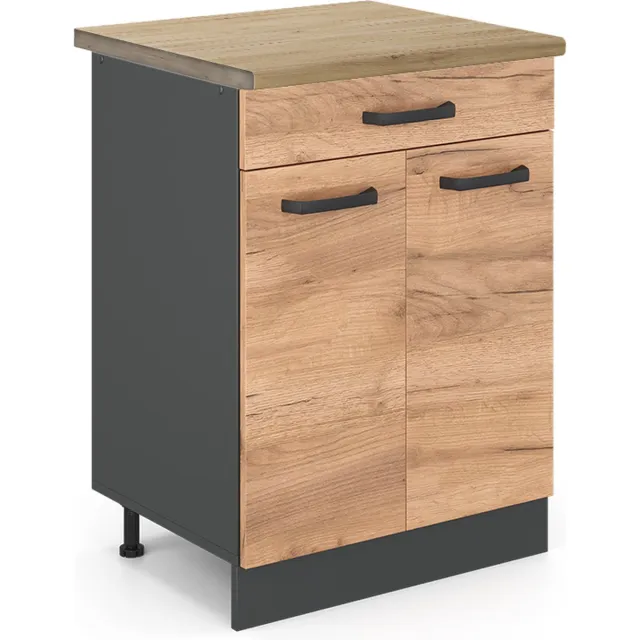 Vicco R-Line Keukenonderkast – 60 cm, AP Eik Krachtige eik goud Goudkleurig Eiken/Antraciet