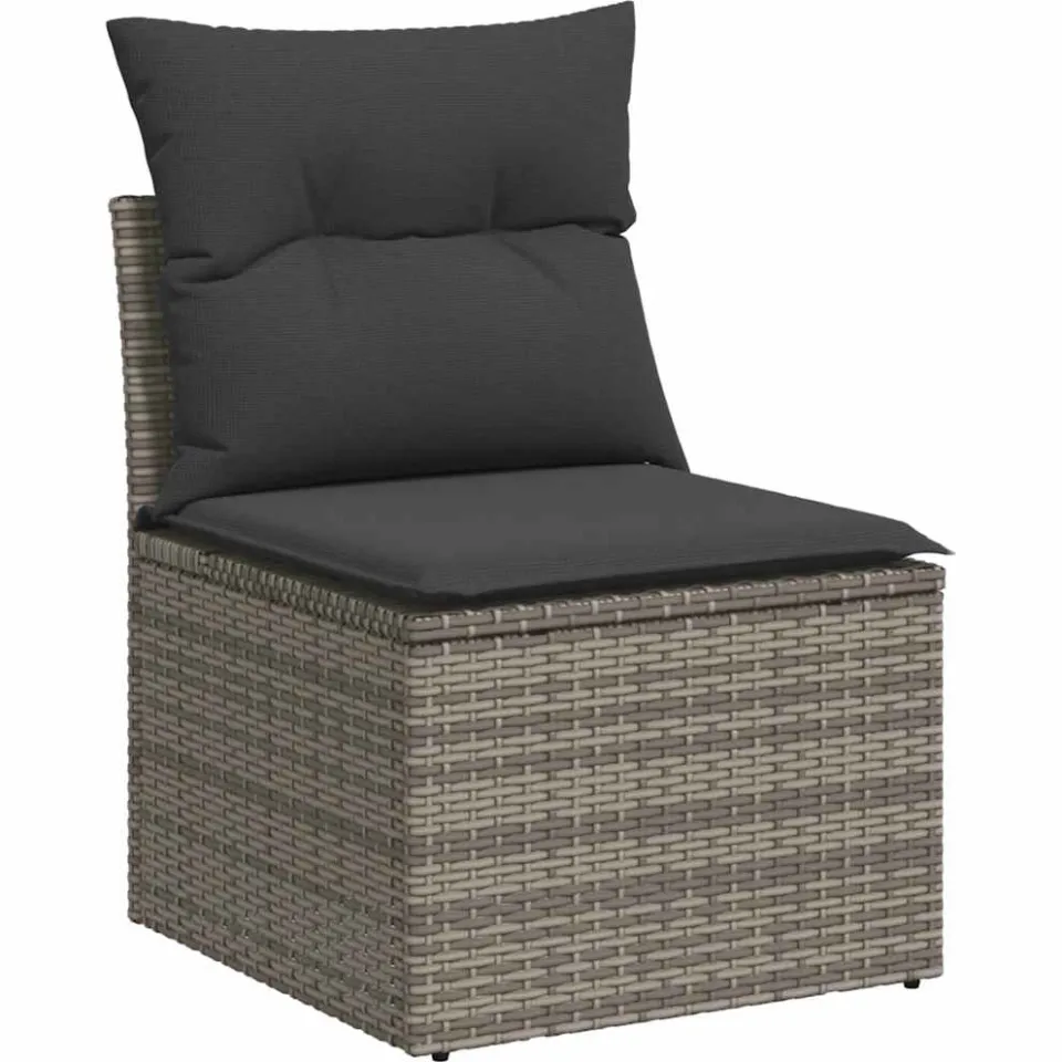 vidaXL 5-delige Loungeset met kussens poly rattan acacia grijs