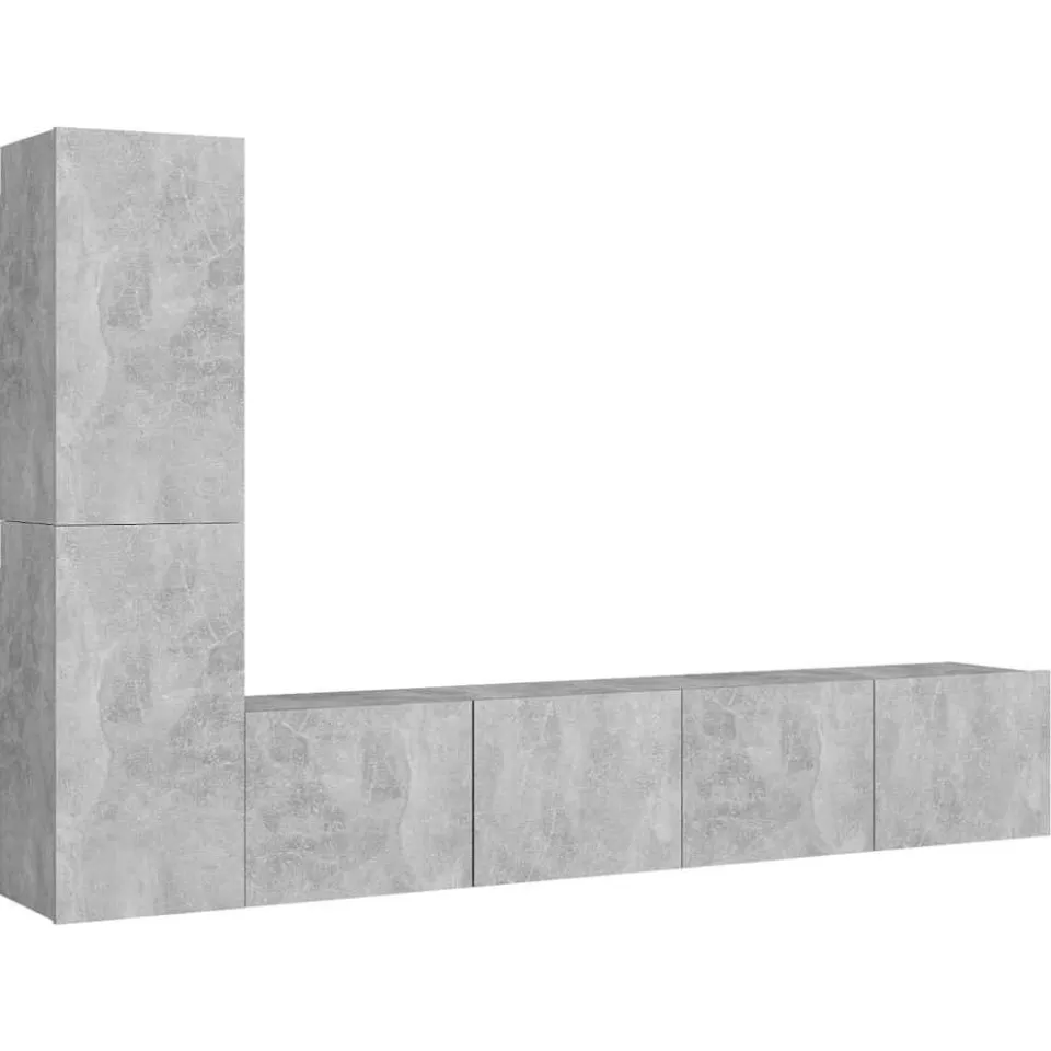 vidaXL 4-delige Tv-meubelset bewerkt hout betongrijs grijs, foto 3