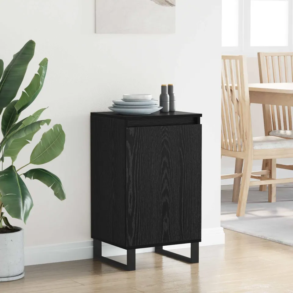 vidaXL Dressoir Zwart Eiken 40 x 35 x 70 cm Bewerkt hout, foto 3