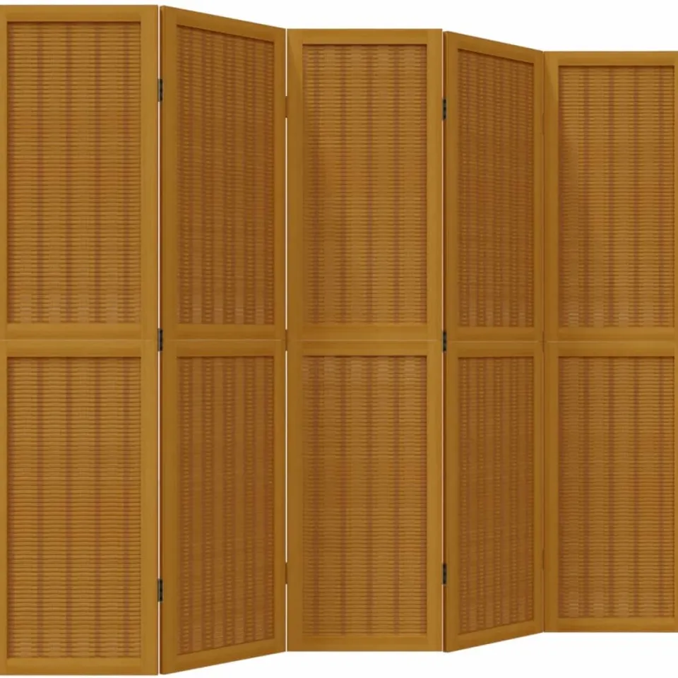 vidaXL Kamerscherm met 5 panelen massief paulowniahout bruin, foto 3