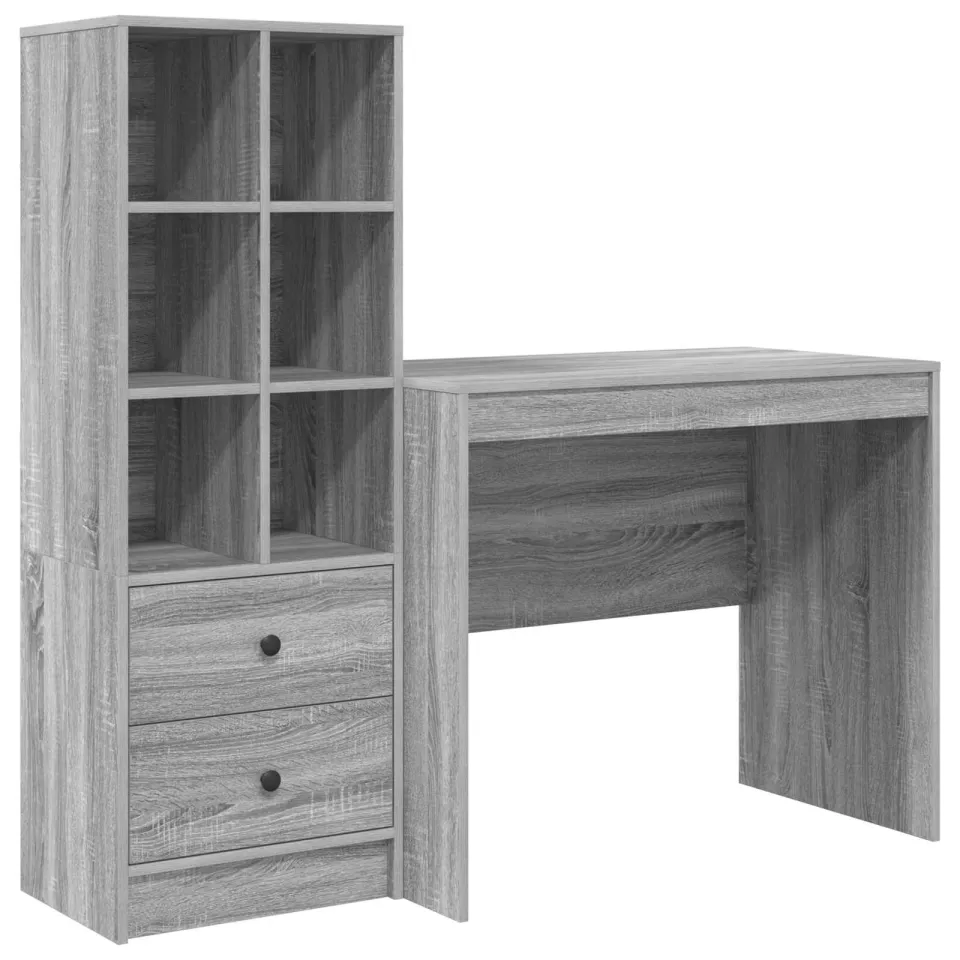 vidaXL Bureau Grijs Sonoma 135,5 x 50 x 127 cm 2 st, foto 3