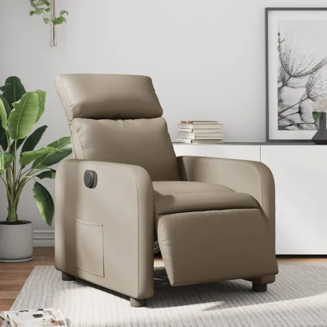 vidaXL Fauteuil verstelbaar elektrisch kunstleer cappuccinokleurig bruin
