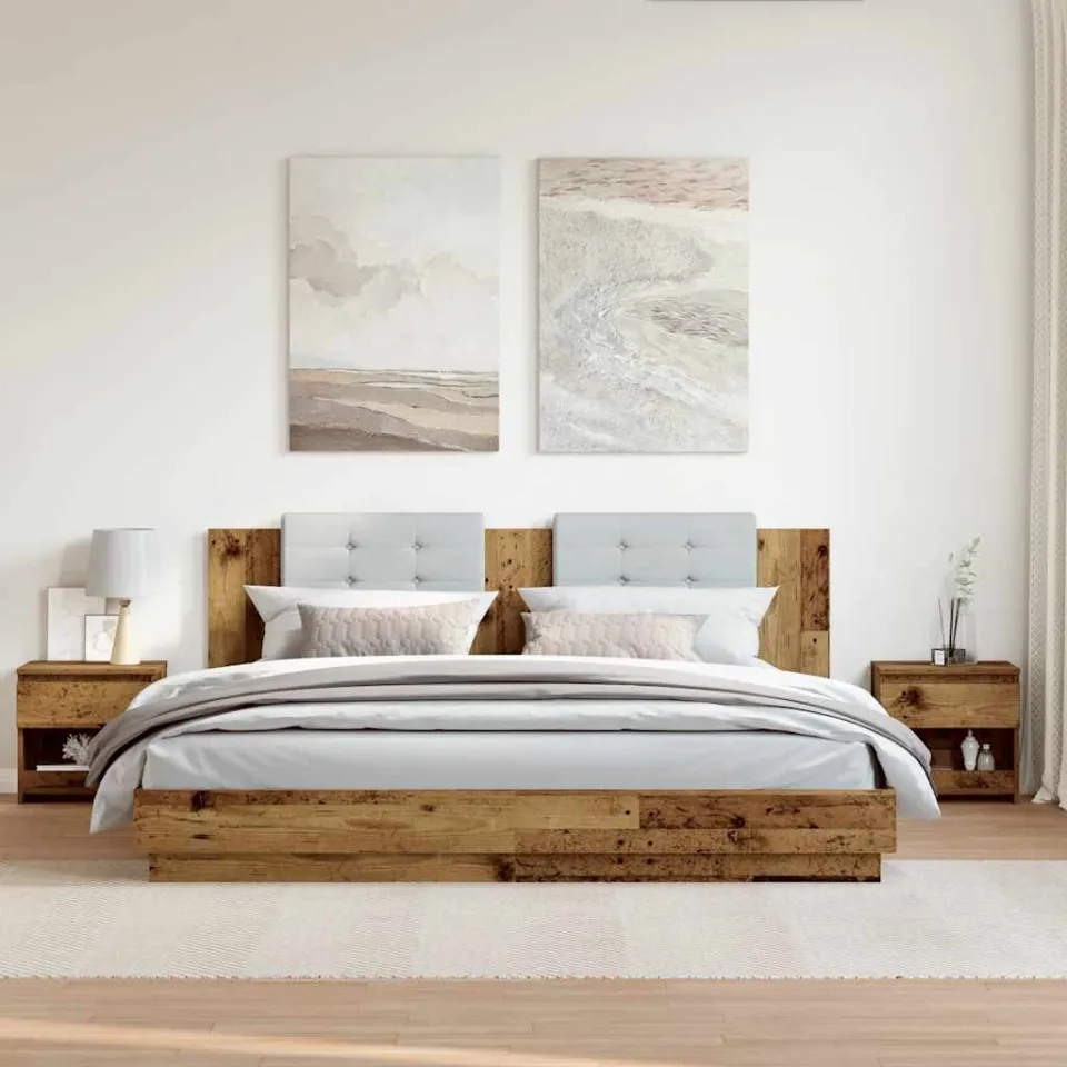 vidaXL Nachtkastjes 2 st 40x30x39 cm bewerkt hout oud houtkleurig bruin, foto 3