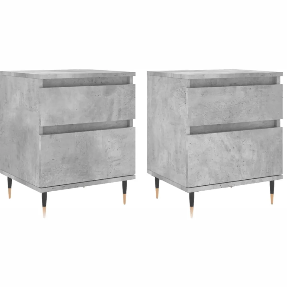 vidaXL Nachtkastjes 2 st 40x35x50 cm bewerkt hout betongrijs grijs