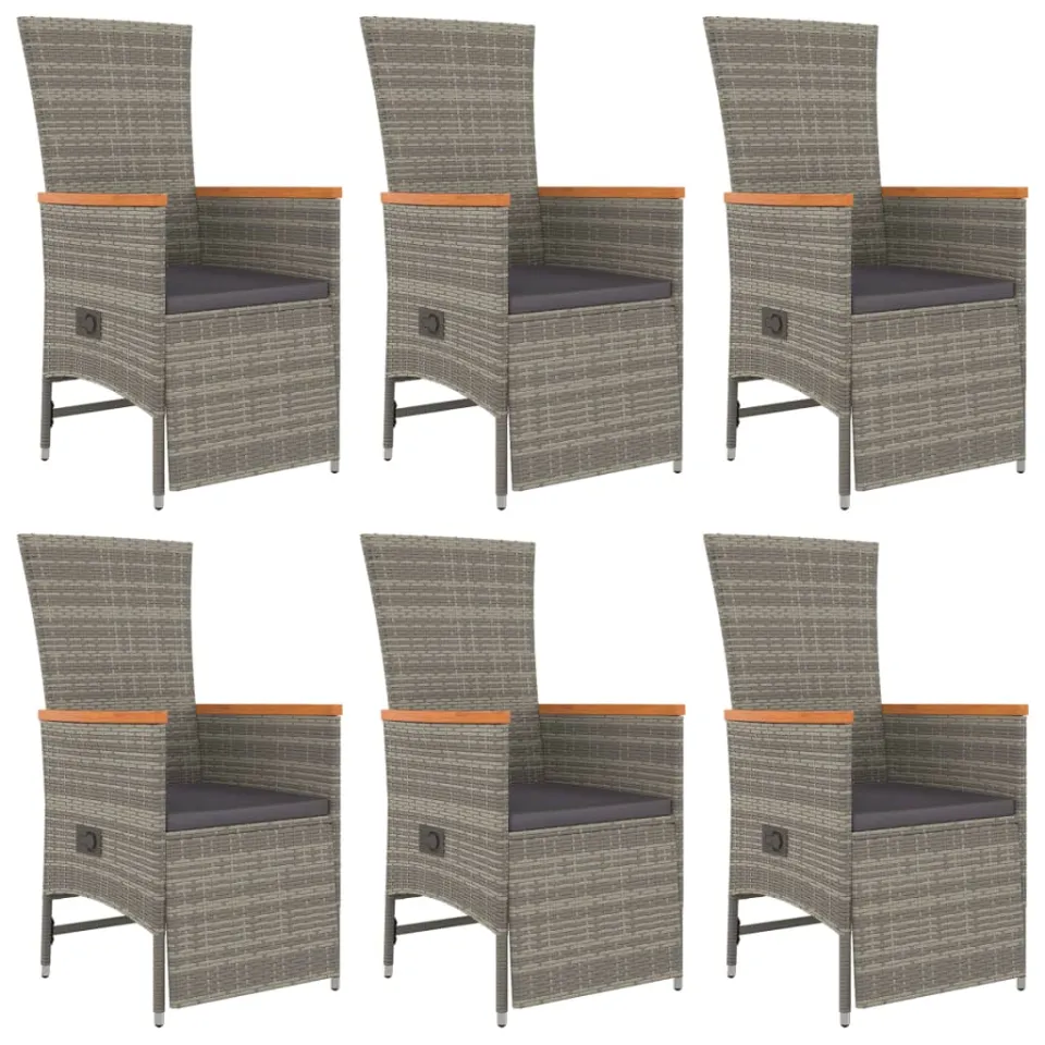 vidaXL 7-delige Tuinset met kussens poly rattan grijs, foto 3