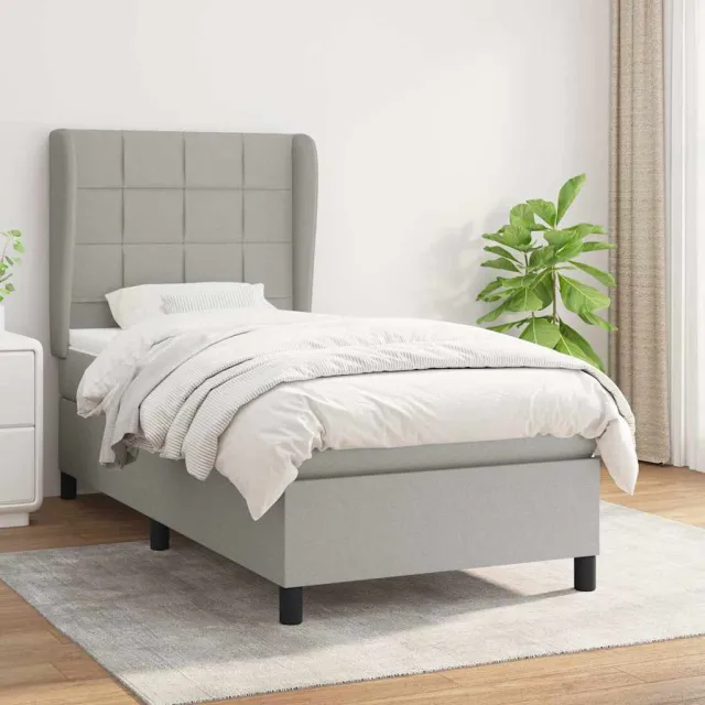 vidaXL Boxspring met matras stof lichtgrijs 80x200 cm grijs