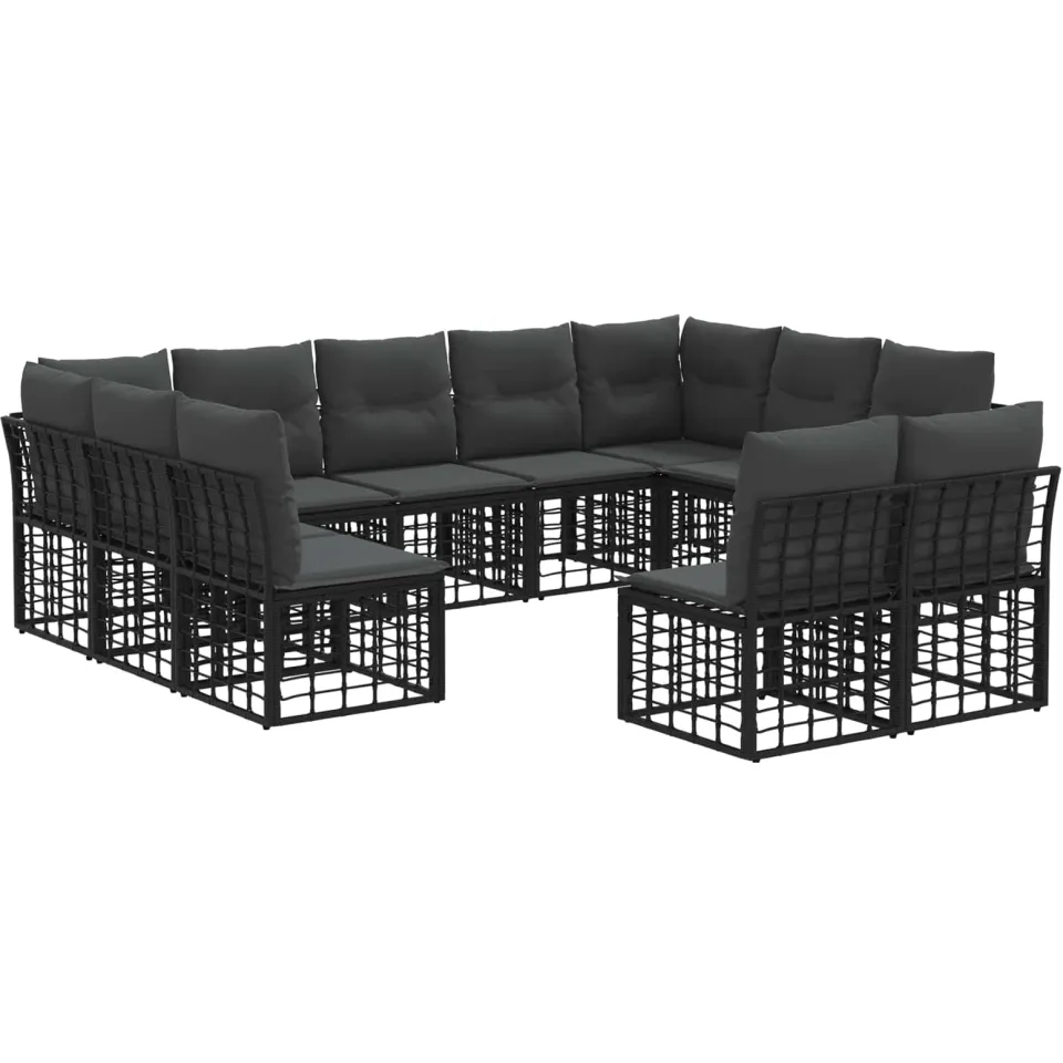vidaXL Buiten bankenset Zwart en Donkergrijs Polyester, foto 3