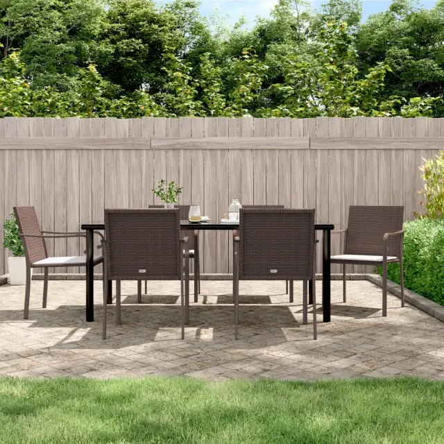 vidaXL 7-delige Tuinset met kussens poly rattan en staal, foto 2