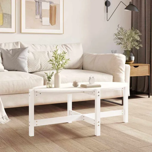 vidaXL Salontafel 118x63x45 cm massief grenenhout wit, foto 2