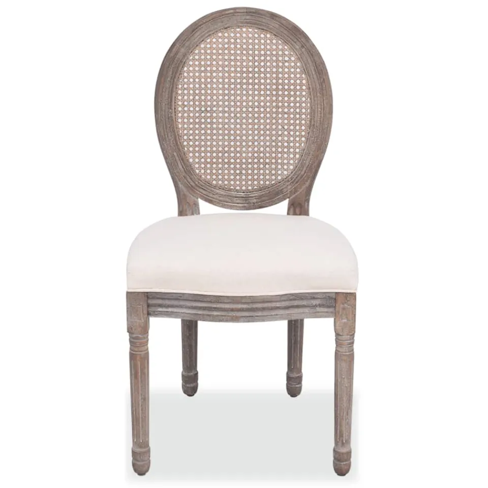 vidaXL Eetkamerstoelen 2 st stof crèmekleurig, foto 3