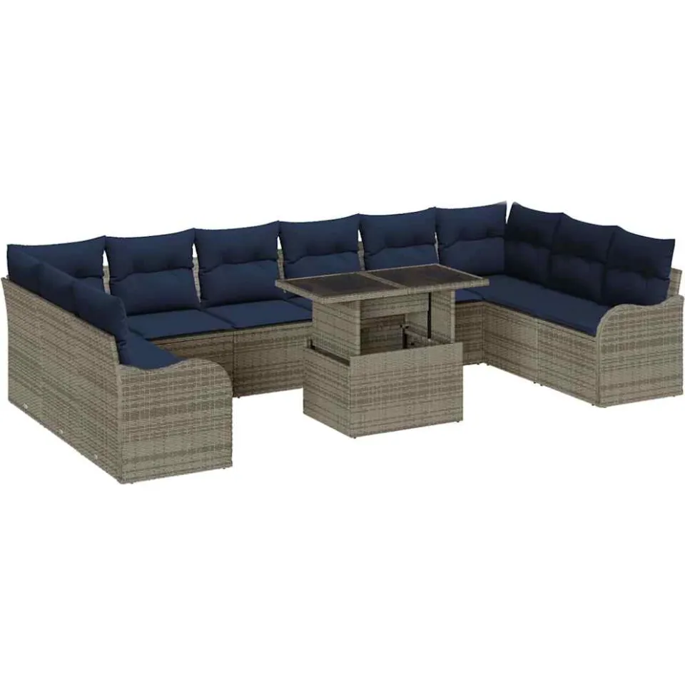 vidaXL Tuin Sofa Set 11 st Grijs Poly riet