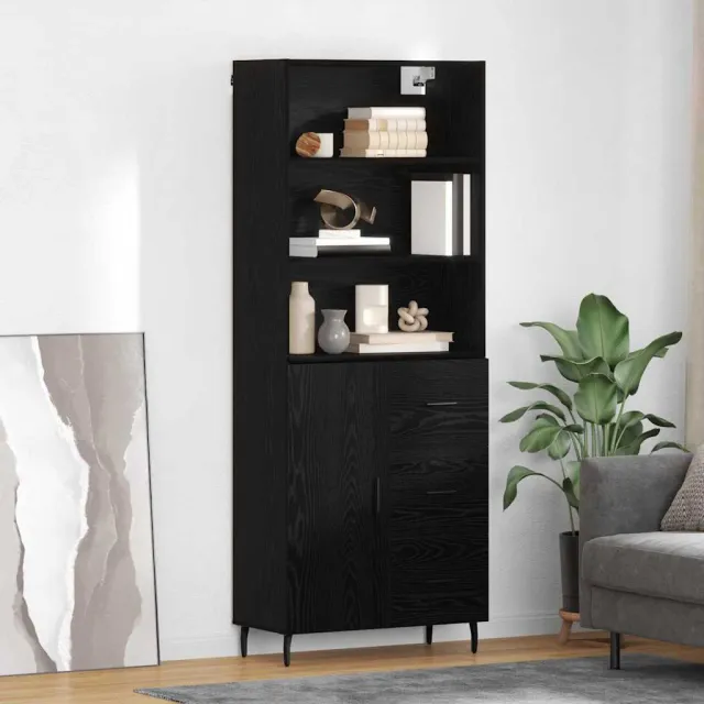 vidaXL Hoge kast 2 st Zwart Eiken 69,5 x 34 x 180 cm Bewerkt hout, foto 2
