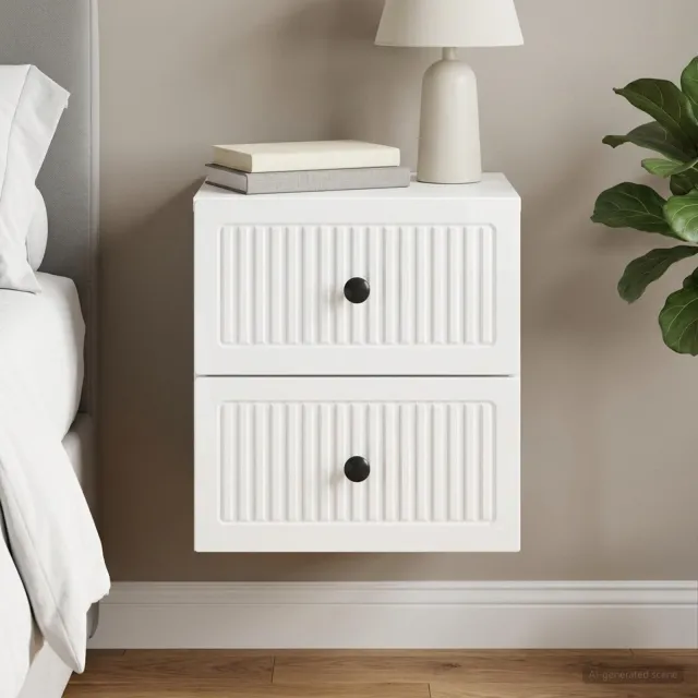 vidaXL Wandbeugel Bedkast Hoogglans Wit 33 x 34,5 x 40 cm Bewerkt hout, foto 2