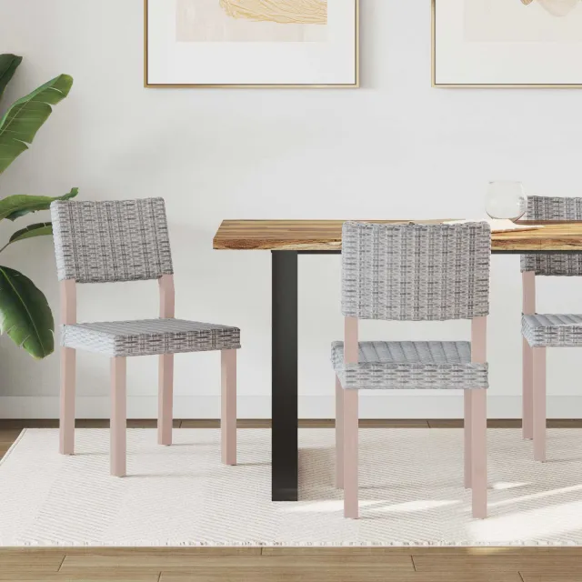 vidaXL Eetkamerstoel GENDT 2 st Kubu Rattan Wit gewassen