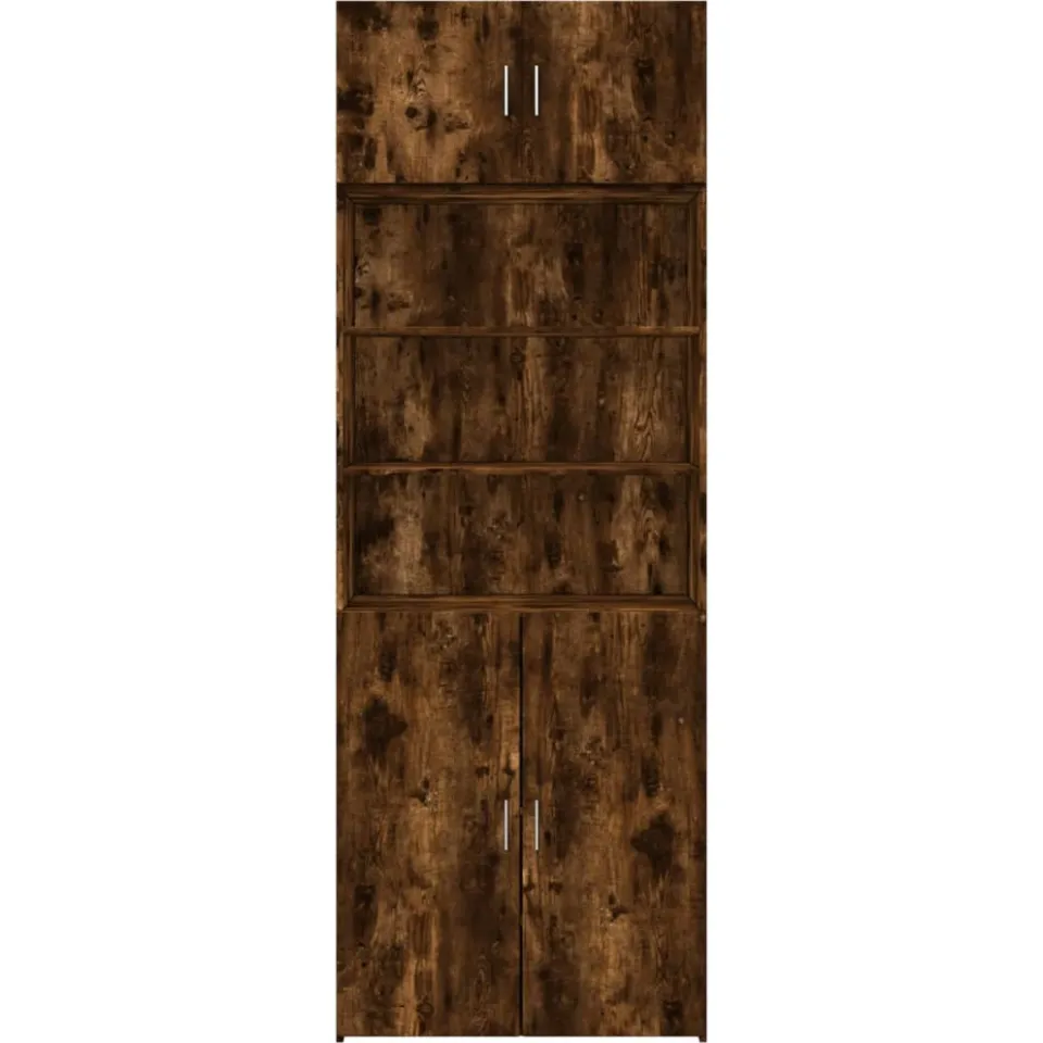 vidaXL Opbergkast 80x42,5x225 cm bewerkt hout gerookt eikenkleur Bruin