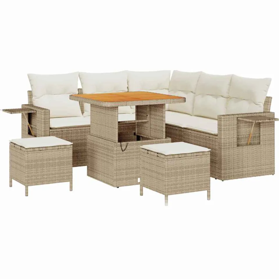 vidaXL Tuin Sofa Set 8 st Beige poly rattan