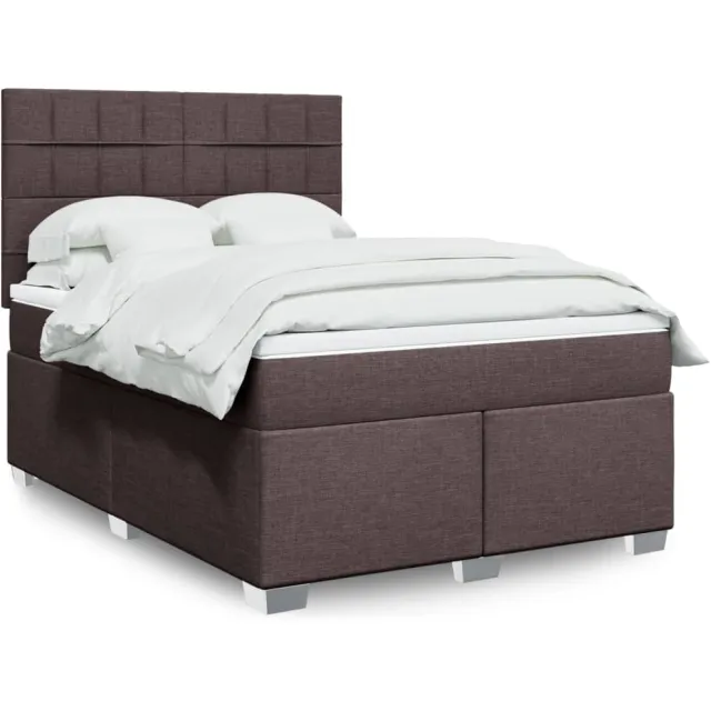 vidaXL Boxspring met matras stof donkerbruin 140x200 cm bruin