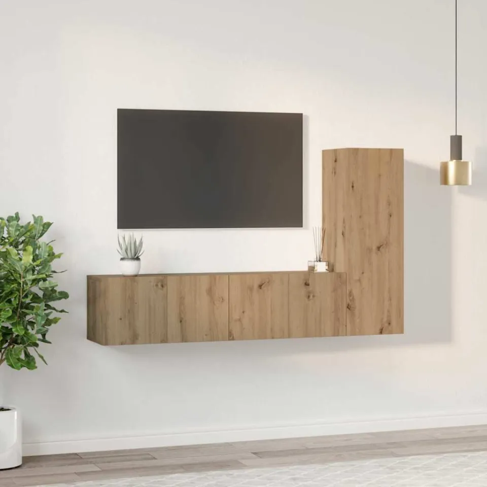 vidaXL Tv-meubelset 3 st Artisan Eiken Bewerkt hout, foto 4