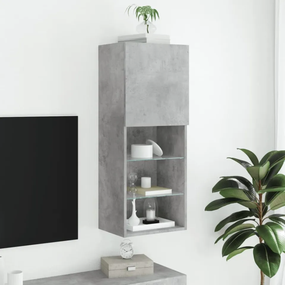 vidaXL Tv-meubel met LED-verlichting 40,5x30x102 cm betongrijs grijs, foto 4