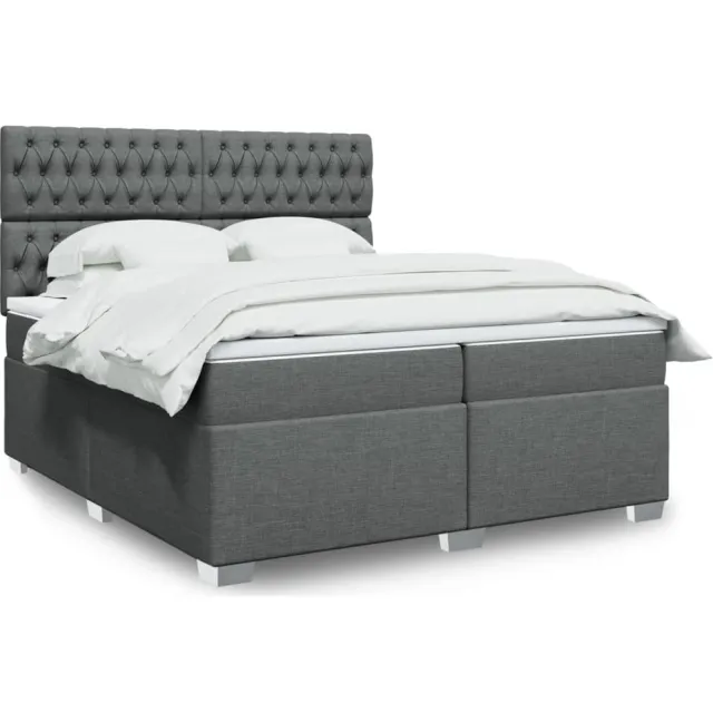 vidaXL Boxspring met matras stof donkergrijs 200x200 cm grijs
