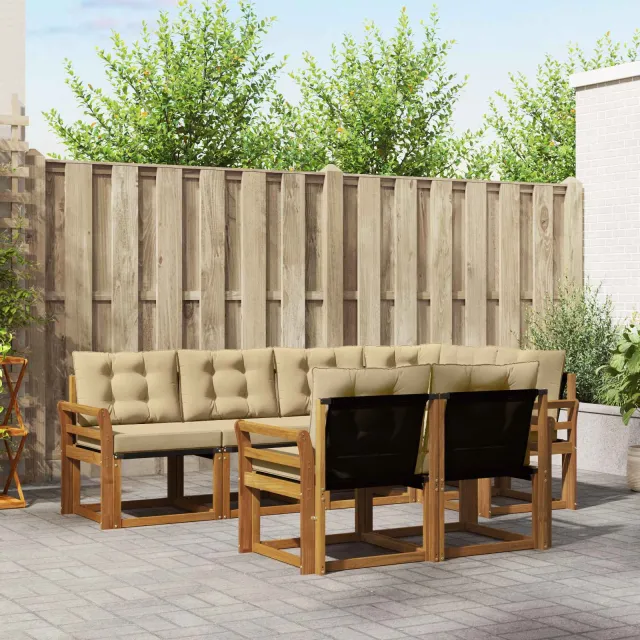 vidaXL Buiten bankenset 7 st Natuurlijk en Beige Bruin