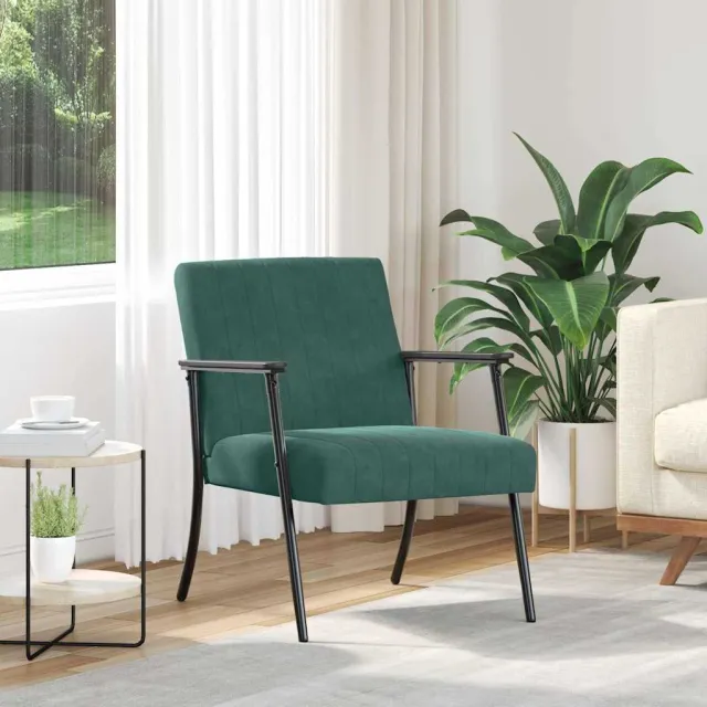vidaXL Fauteuil Donkergroen Fluweel Crème