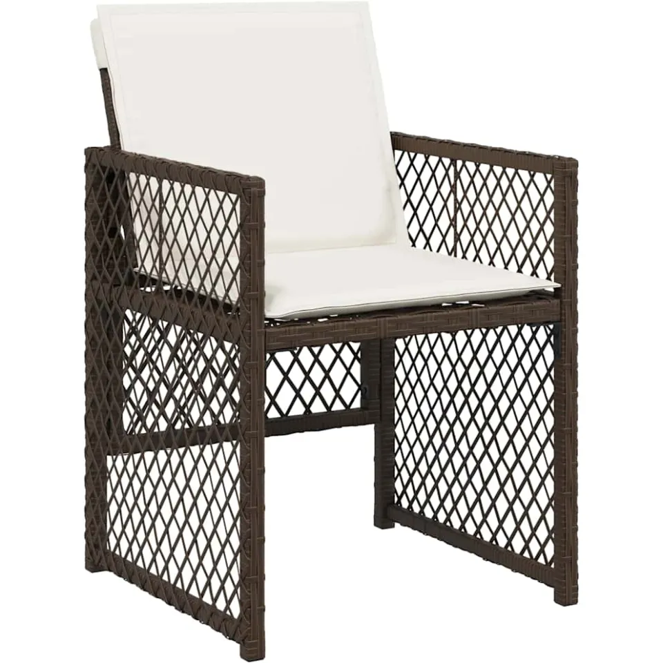 vidaXL 11-delige Tuinset met kussens poly rattan bruin