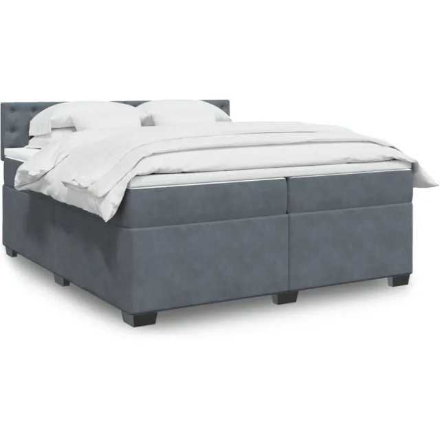 vidaXL Boxspring met matras fluweel donkergrijs 200x200 cm grijs