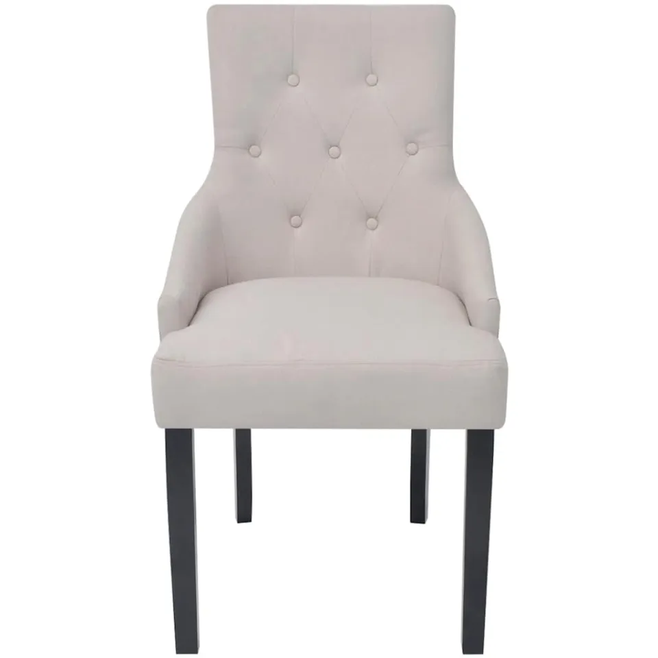 vidaXL Eetkamerstoelen 2 st stof crèmegrijs, foto 3