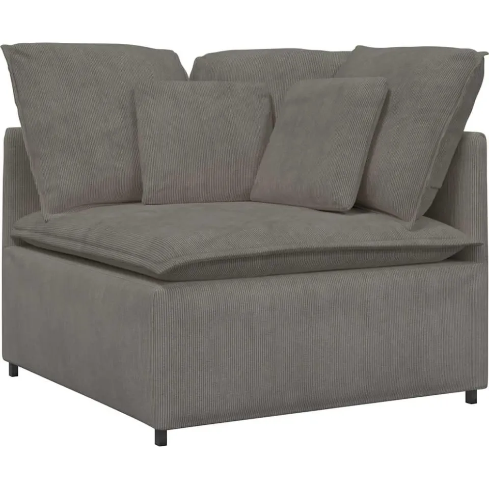 vidaXL Modulaire bank met voetenbank&kussens corduroy stof lichtgrijs grijs, foto 3
