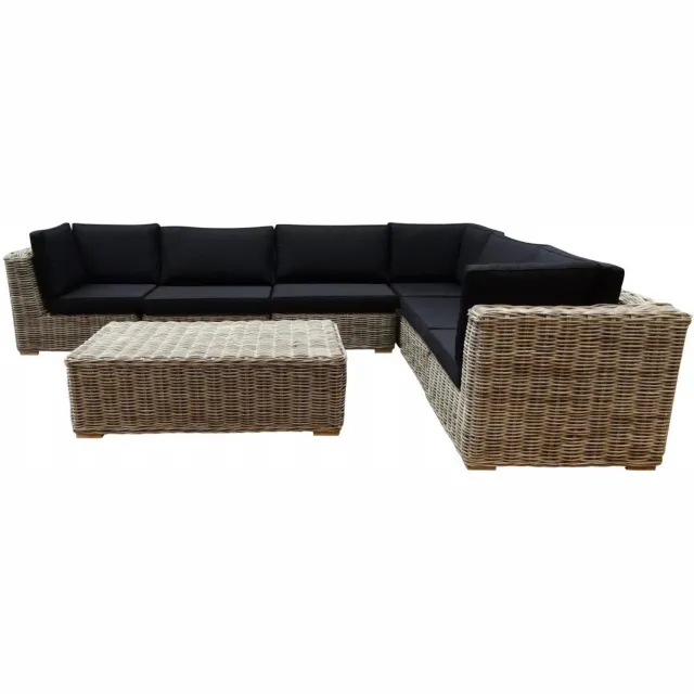 AVH-Outdoor Tuinmeubelen Nissah modulair hoek loungeset 7 delig naturel rotan Bruin / Terre