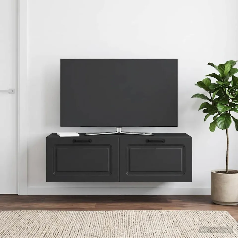 vidaXL Wandbeugel TV-kast Zwart 98 x 41 x 30 cm Bewerkt hout, foto 4
