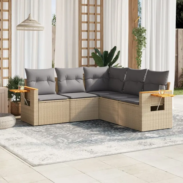 vidaXL Patio Sofa Set 5-zits Beige and Grey, foto 2