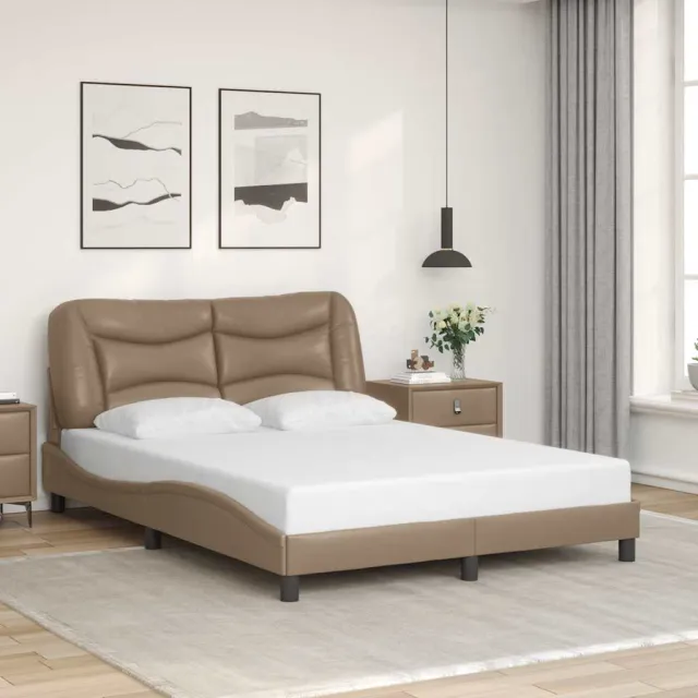 vidaXL Bedframe zonder matras "Hvar" kunstleer cappuccinokleurig 120x200 cm Bruin