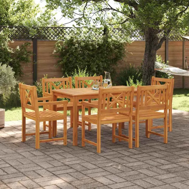 vidaXL Tuin eettafelset 7 st 6-zits Bruin Massief Acaciahout, foto 2