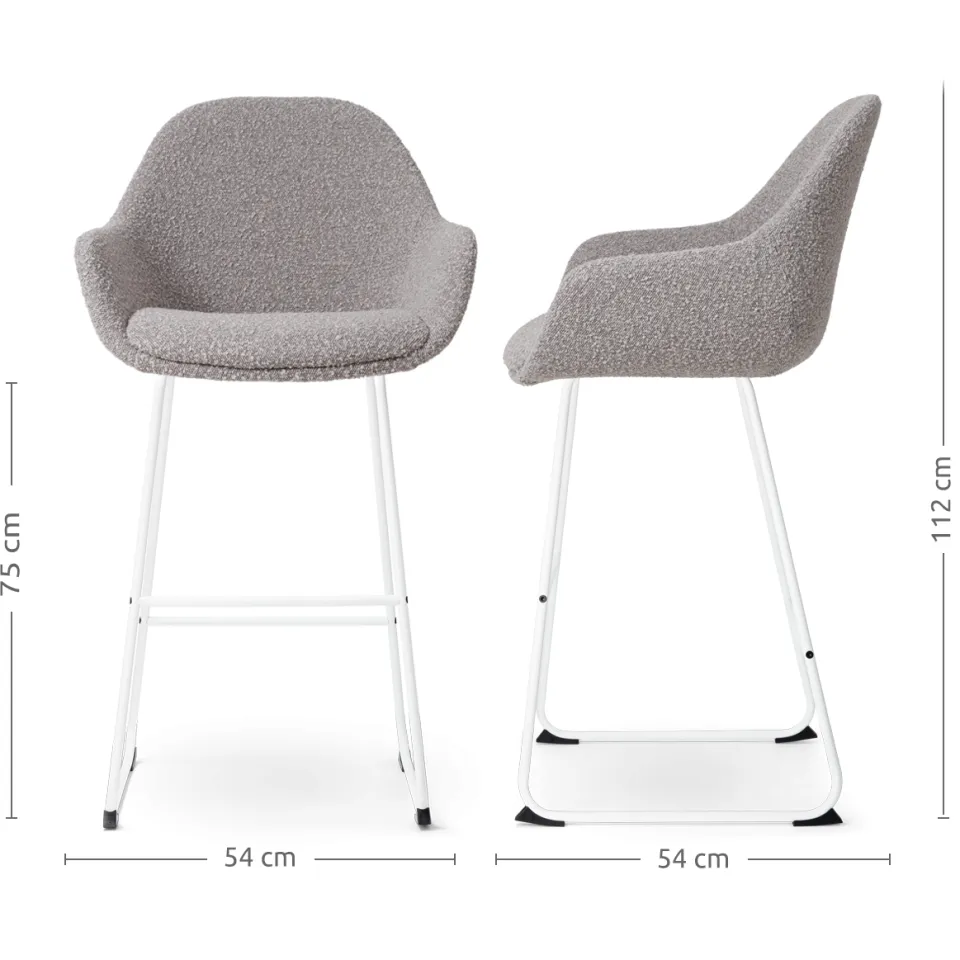 Nolon Nino-Mae barkruk bouclé taupe - wit onderstel - 75 cm, foto 3