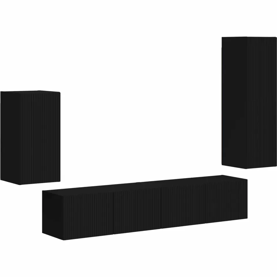 vidaXL Tv-meubelset 4 st 31 x 30 x 100 cm Zwart, foto 3