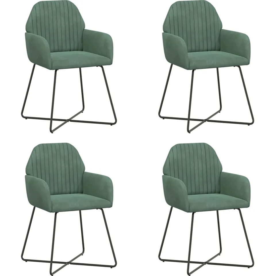 vidaXL Eettafelstoelen 4 st fluweel Zeegroen 55 x 50 x 84 cm groen, foto 3
