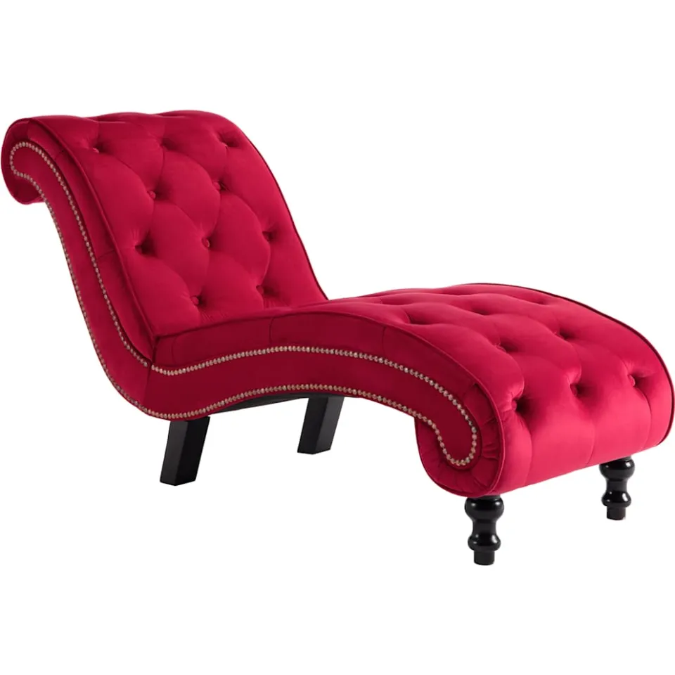 vidaXL Chaise longue fluweel rood, foto 3