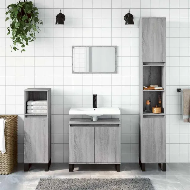 vidaXL Badkamerkast 58x33x60 cm bewerkt hout grijs sonoma eikenkleurig, foto 2