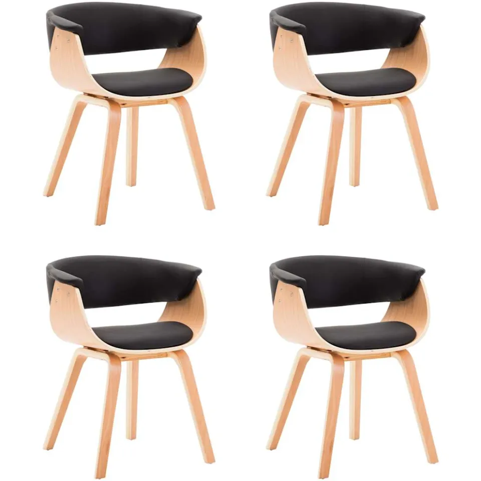 vidaXL Eetkamerstoelen 4 st gebogen hout en kunstleer zwart, foto 3