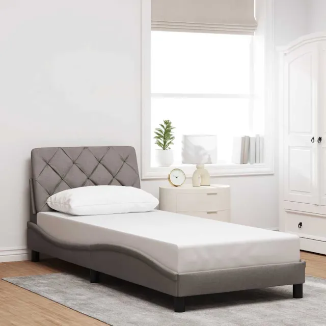 vidaXL Bedframe zonder matras 80x200 cm stof taupe